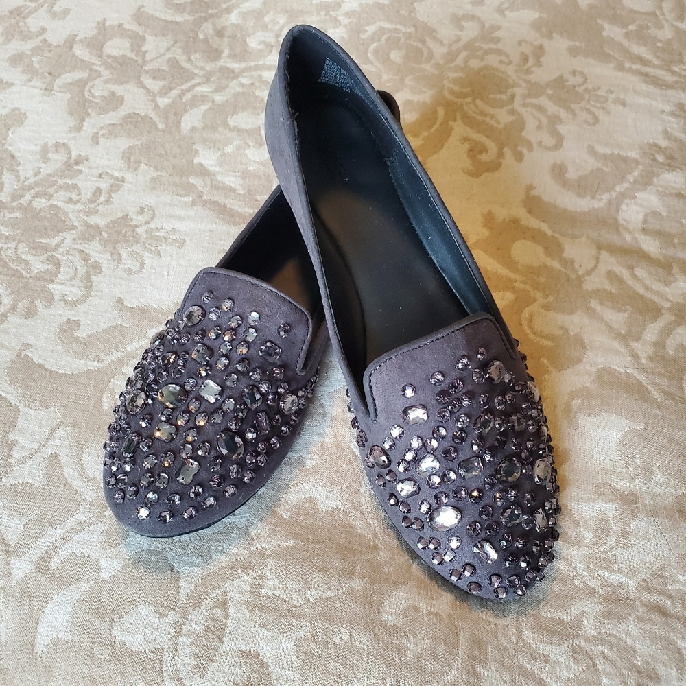 Simply Vera Gray Rhinestone Loafers